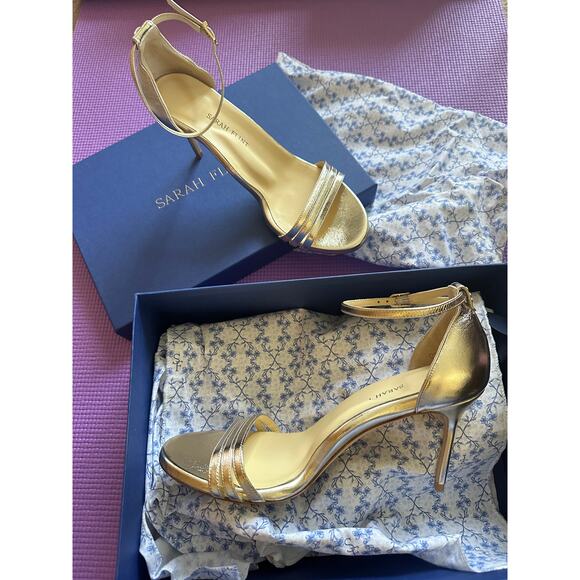 $450 Sarah Flint Perfect Sandal 85 NEW Gold Nappa Sz US 9 IT 39.5 - Picture 2 of 9